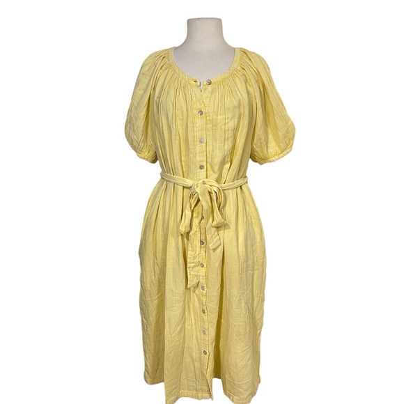 Faherty Dream Cotton Gauze Carmel dress in Sahara Sun yellow Sz XL Lagen Boho - Picture 2 of 6